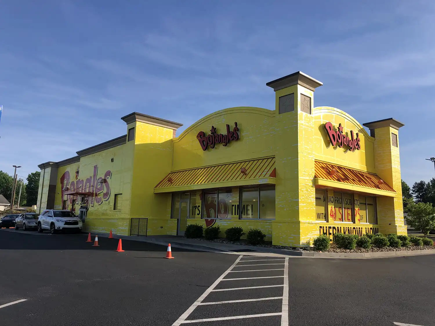 Exterior Wall and window Art for Bojangles brand "It's Bo Time"