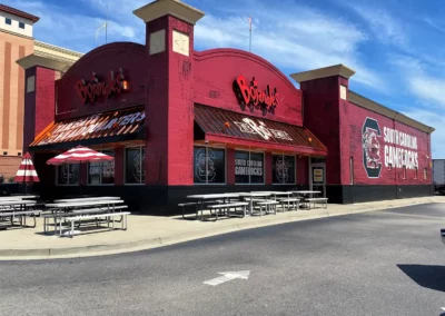 Exterior paint and wall and window art themed for the South Carolina GameCocks